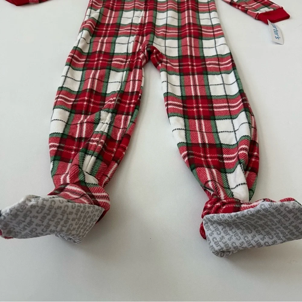 Carter's Red and White Plaid Footed One Piece Pajama Size 5T